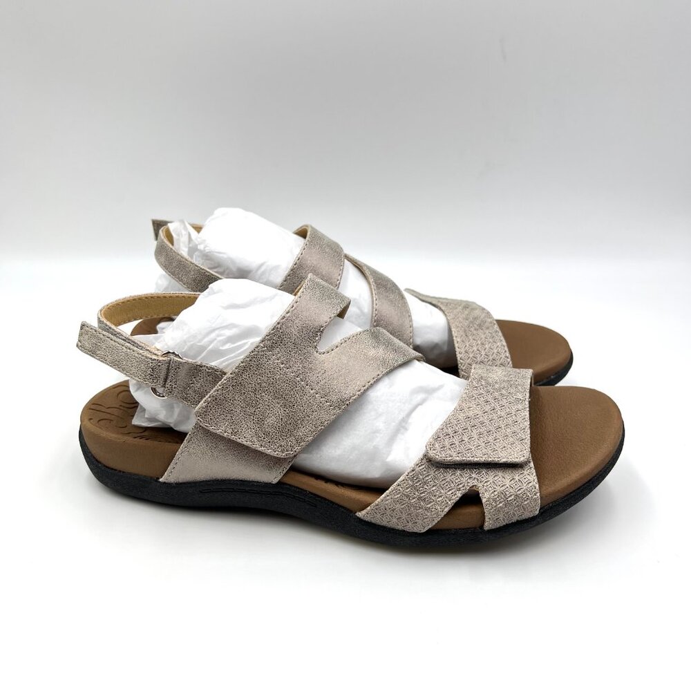 Rockport Womens Size 6 Metallic Faux Vegan Leather Comfort Sandals Shoes